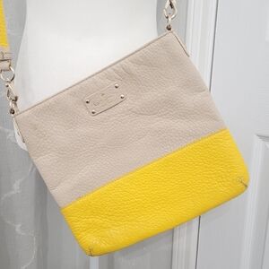 Kate spade Grove Cort Cora cream yellow leather polka dot black cross body purse